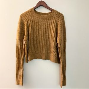 Cotton On Cropped Ribbed Crew Neck Mustard Sweater